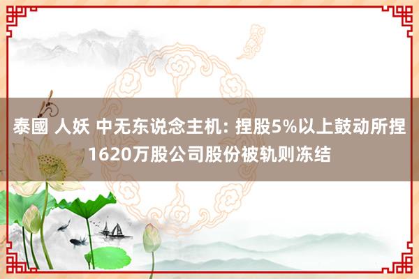泰國 人妖 中无东说念主机: 捏股5%以上鼓动所捏1620万股公司股份被轨则冻结