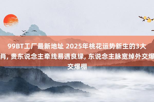 99BT工厂最新地址 2025年桃花运势新生的3大生肖， 贵东说念主牵线易遇良缘， 东说念主脉宽绰外交爆棚