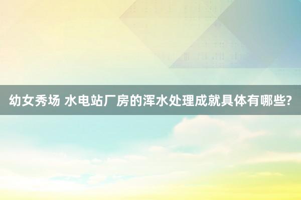 幼女秀场 水电站厂房的浑水处理成就具体有哪些?